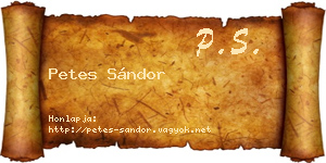 Petes Sándor névjegykártya