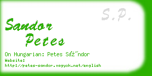 sandor petes business card